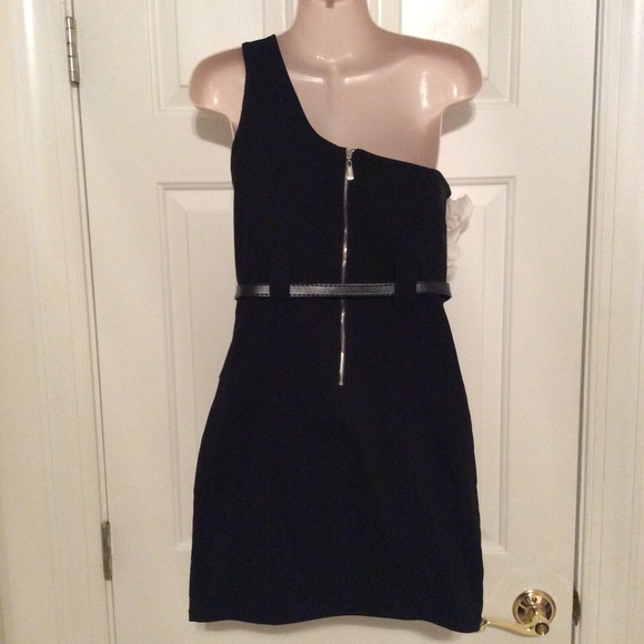 Black and white one shoulder bodycon mini dress - Picture 2 of 2